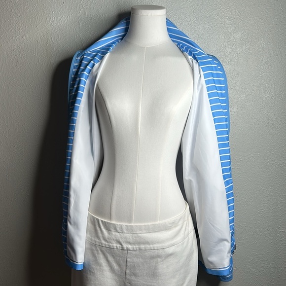 Ralph Lauren Active Sky Blue Striped Lightweight Windbreaker Zip Front Jacket M - Picture 14 of 16